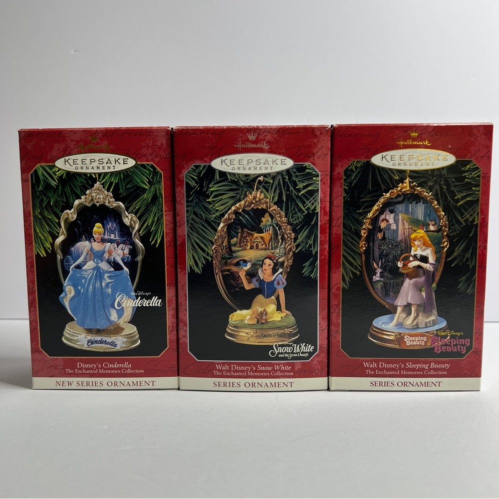 Hallmark Keepsake Disney Princess Ornament Trio Complete Series In Box 1997-1999